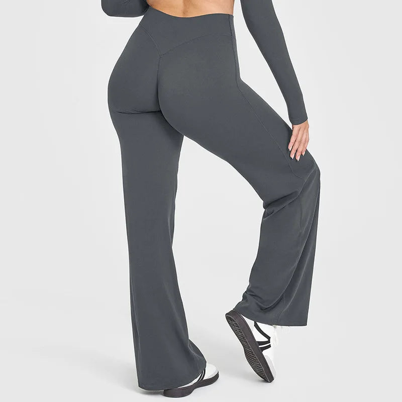 STOUREG Sport Trousers Straight-Leg Pants Ultra Soft Butter Fabric Women's Mid-Waist Yoga Pants GYM Naked Feel Pilates Running
