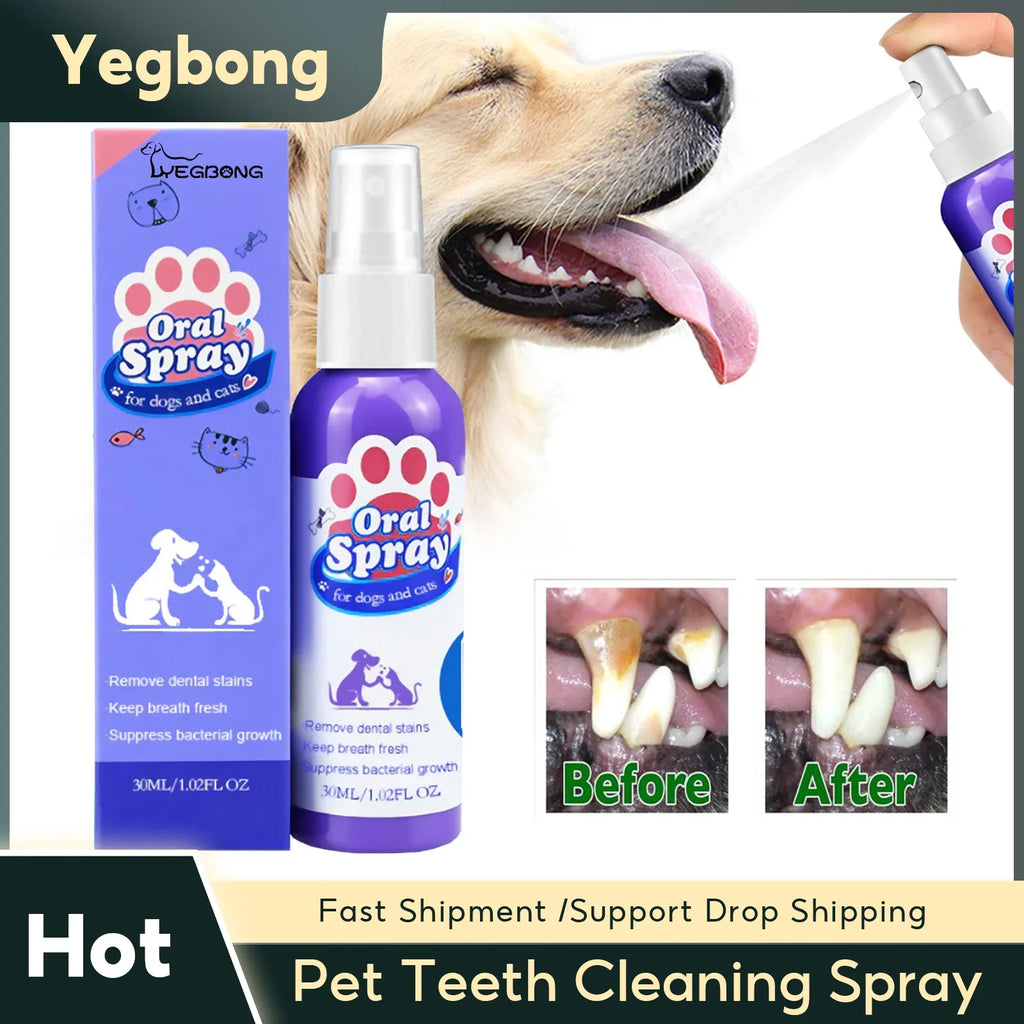 Pet Teeth Cleaning Spray for Dog Cats Tartar Remover Bad Breath Oral Care Freshener Dental Hygiene Water Additive Plaque Control