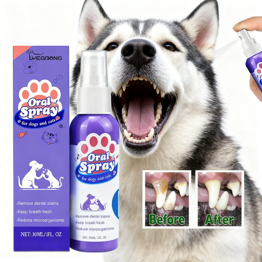 Pet Teeth Cleaning Spray for Dog Cats Tartar Remover Bad Breath Oral Care Freshener Dental Hygiene Water Additive Plaque Control
