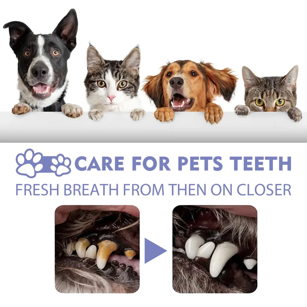 Pet Teeth Cleaning Spray for Dog Cats Tartar Remover Bad Breath Oral Care Freshener Dental Hygiene Water Additive Plaque Control