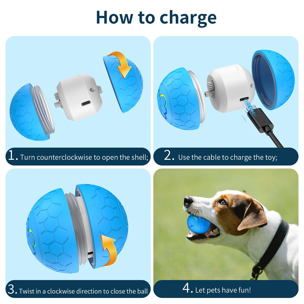 Smart Dog Toy Ball Electronic Interactive Pet Toy Ball USB Automatic Bouncing Rolling Toy Ball With RGB Lights Puppy Cat Product