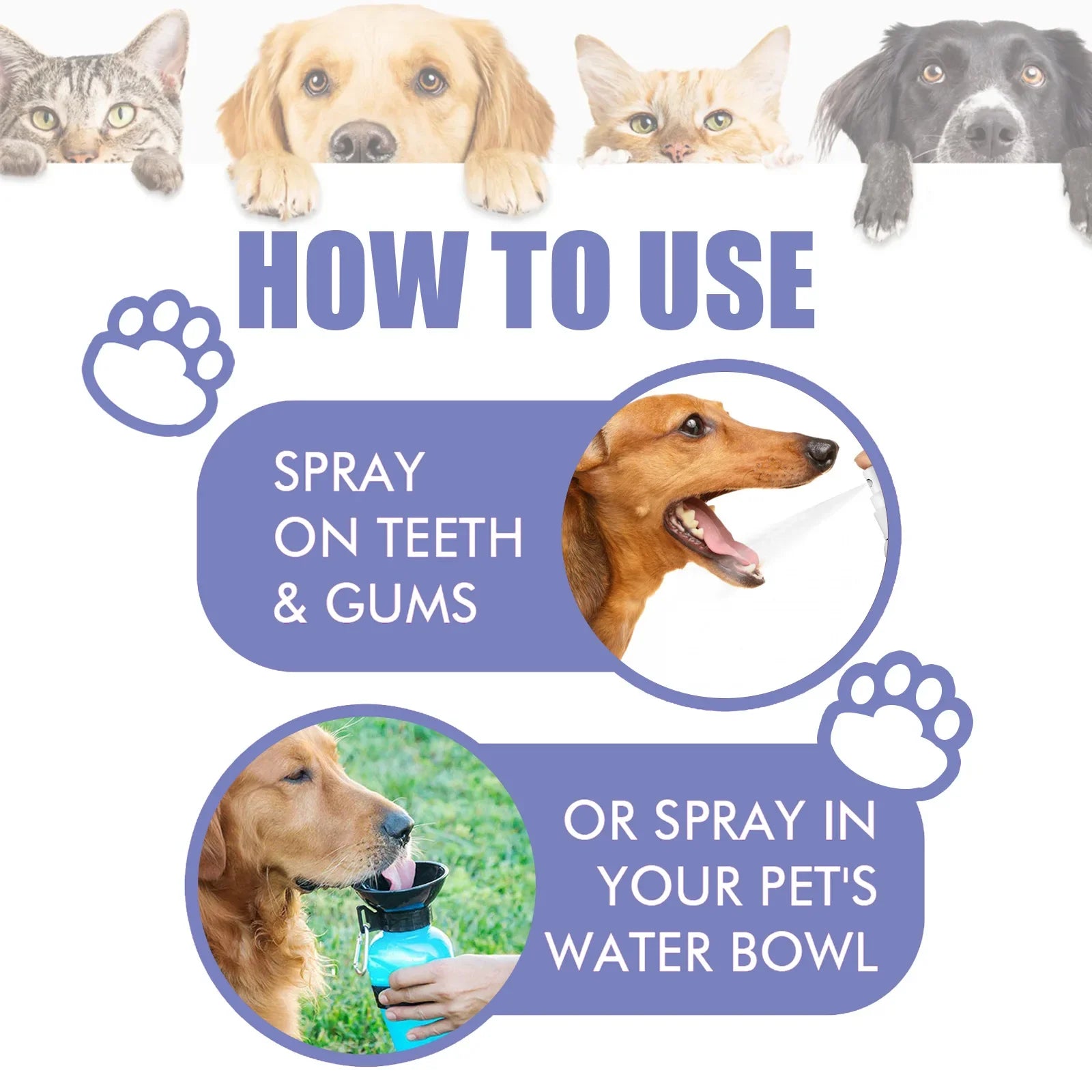 Pet Teeth Cleaning Spray for Dog Cats Tartar Remover Bad Breath Oral Care Freshener Dental Hygiene Water Additive Plaque Control