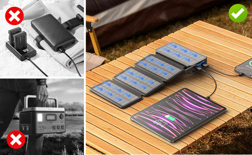 Solar Three Fold Bank Folding Outdoor Portable Large Capacity Mobile Power Supply
