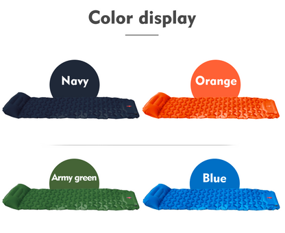 Waterproof inflatable camping mat laid on rugged terrain
