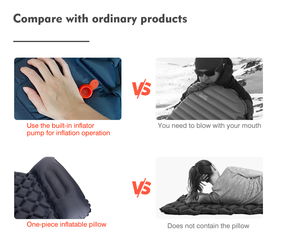 Inflatable sleeping pad size and dimensions detail