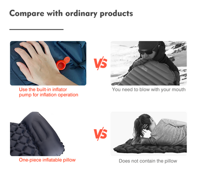 Inflatable sleeping pad size and dimensions detail