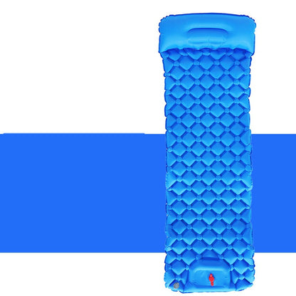 Press inflatable camping pad showing thick cushioned air chambers