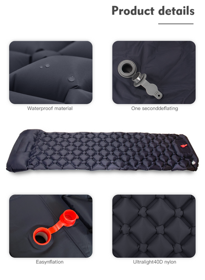 Orange inflatable sleeping pad for camping and hiking